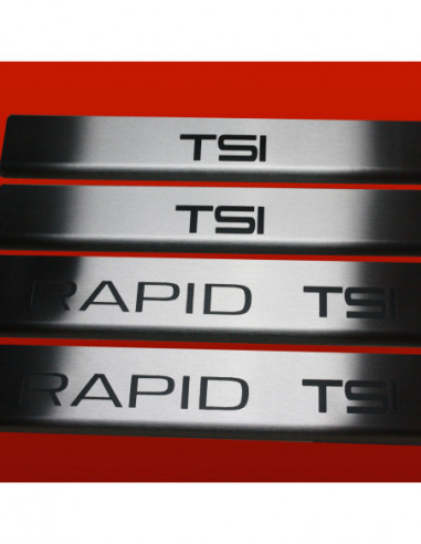 SKODA RAPID  Door sills kick plates RAPID TSI  Stainless Steel 304 Mat Finish Black Inscriptions