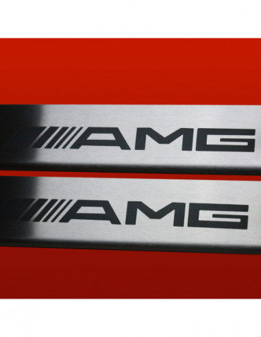 MERCEDES CLK W209 Door sills kick plates AMG  Stainless Steel 304 Mat Finish Black Inscriptions