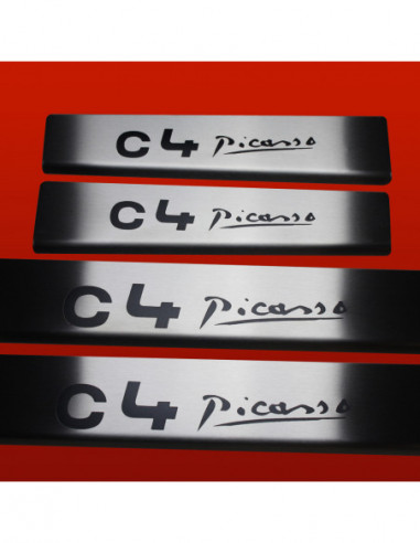 CITROEN C4 PICASSO MK2 Door sills kick plates   Stainless Steel 304 Mat Finish Black Inscriptions
