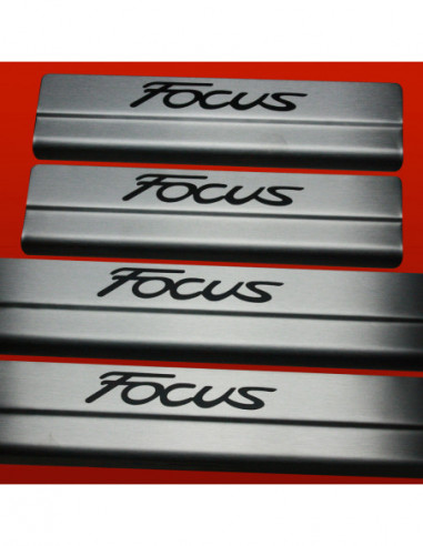 FORD FOCUS MK3 Door sills kick plates   Stainless Steel 304 Mat Finish Black Inscriptions