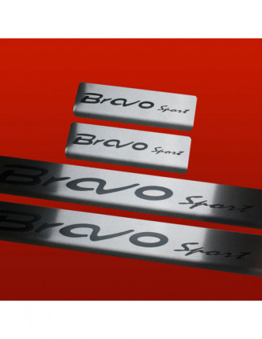 FIAT BRAVO MK2 Plaques de seuil de porte BRAVO SPORT  Acier inoxydable 304 Inscriptions en noir mat