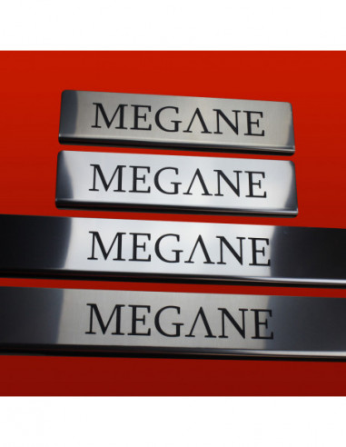 RENAULT MEGANE MK3 Nakładki progowe na progi  5 drzwi Stal nierdzewna 304 połysk z czarnymi literami