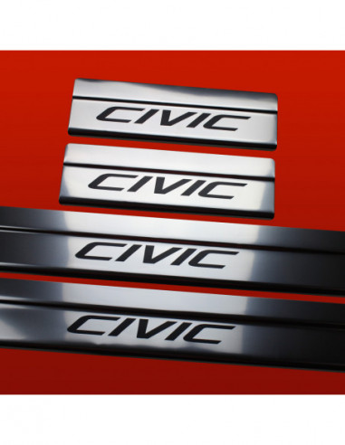 HONDA CIVIC MK9 Battitacco sottoporta Hatchback Acciaio inox 304 finitura a specchio Iscrizioni nere