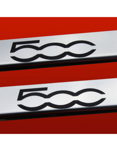 FIAT 500  Einstiegsleisten Türschwellerleisten 500 GUCCI  Edelstahl 304 Spiegelnde Oberfläche Schwarze Inschriften