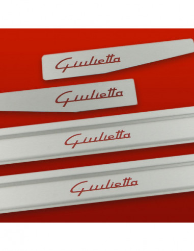 ALFA ROMEO GIULIETTA  Door sills kick plates   Stainless Steel 304 Mat Finish Red Inscriptions