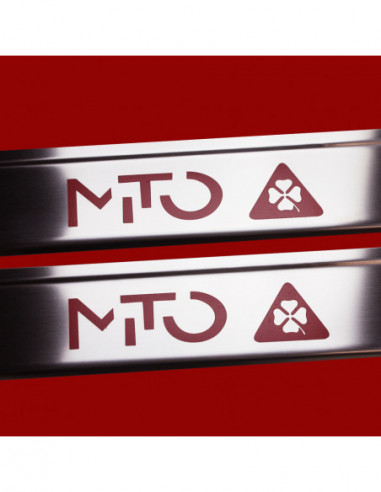 ALFA ROMEO MITO  Door sills kick plates MITO S  Stainless Steel 304 Mat Finish Red Inscriptions