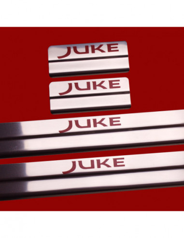 NISSAN JUKE  Door sills kick plates  Prefacelift Stainless Steel 304 Mirror Finish Red Inscriptions