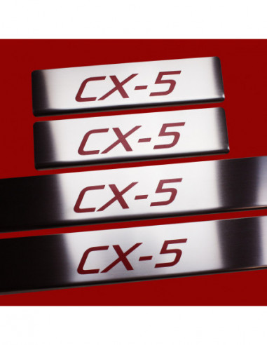 MAZDA CX-5 MK1 Einstiegsleisten Türschwellerleisten    Edelstahl 304 Matte Oberfläche Red Inscriptions