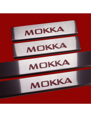 OPEL/VAUXHALL MOKKA  Door sills kick plates   Stainless Steel 304 Mirror Finish Red Inscriptions